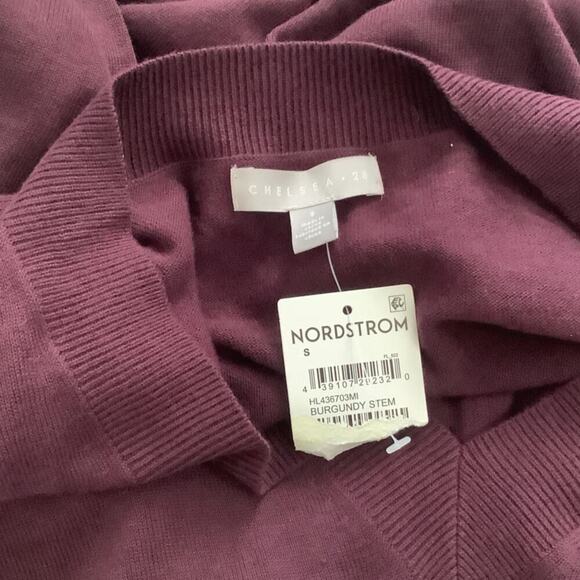 Chelsea28 Oversize V Neck High Low Sweater In Burgundy Stem Size Small - Picture 9 of 10